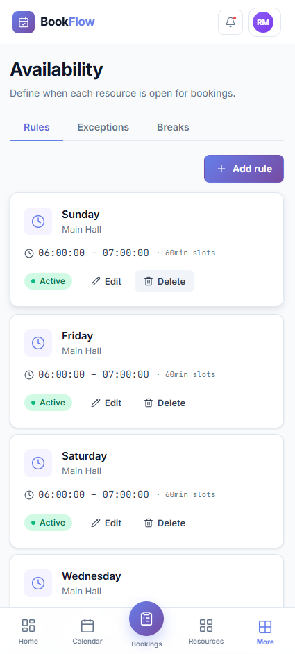 Availability screenshot